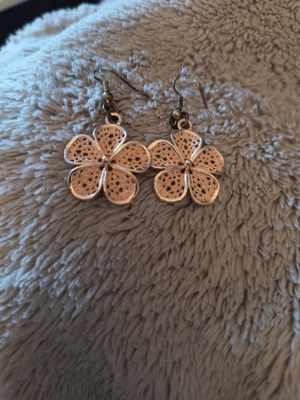 Floral Drop Earrings - Rose Gold Flower Design